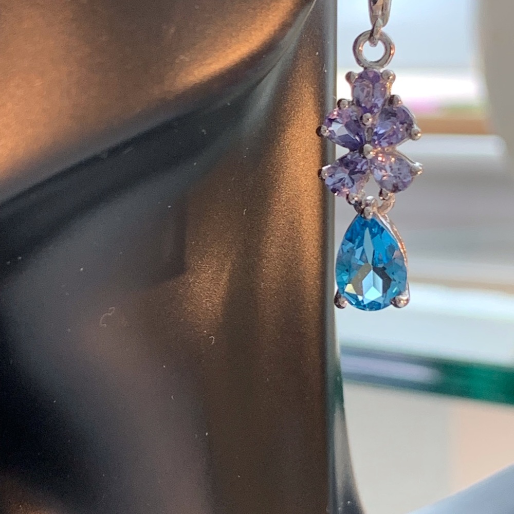 Blue Topaz and Tanzanite Earrings
